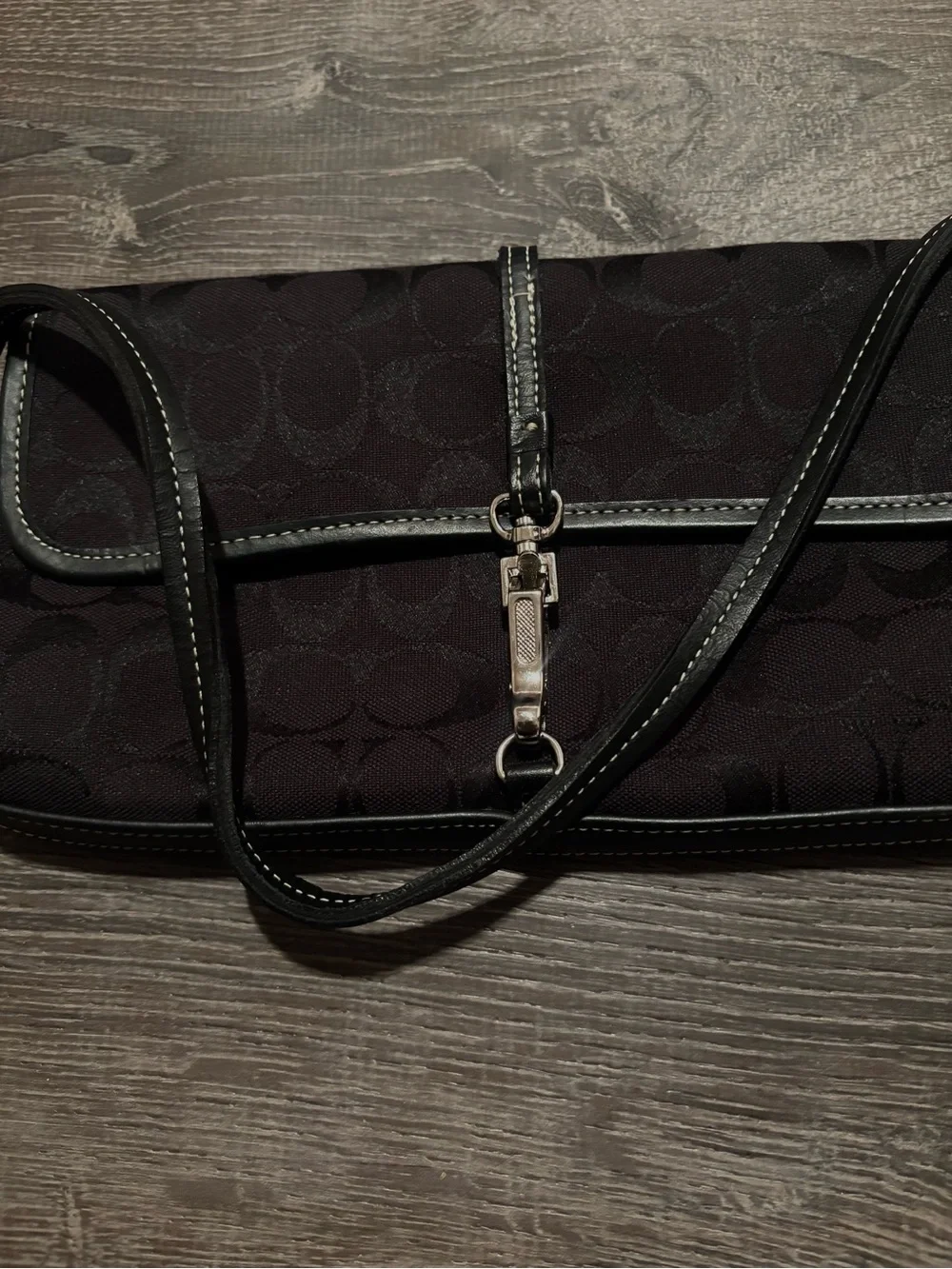 Rare Vintage Y2K Coach Black Signature Jacquard Shoulder Bag Purse